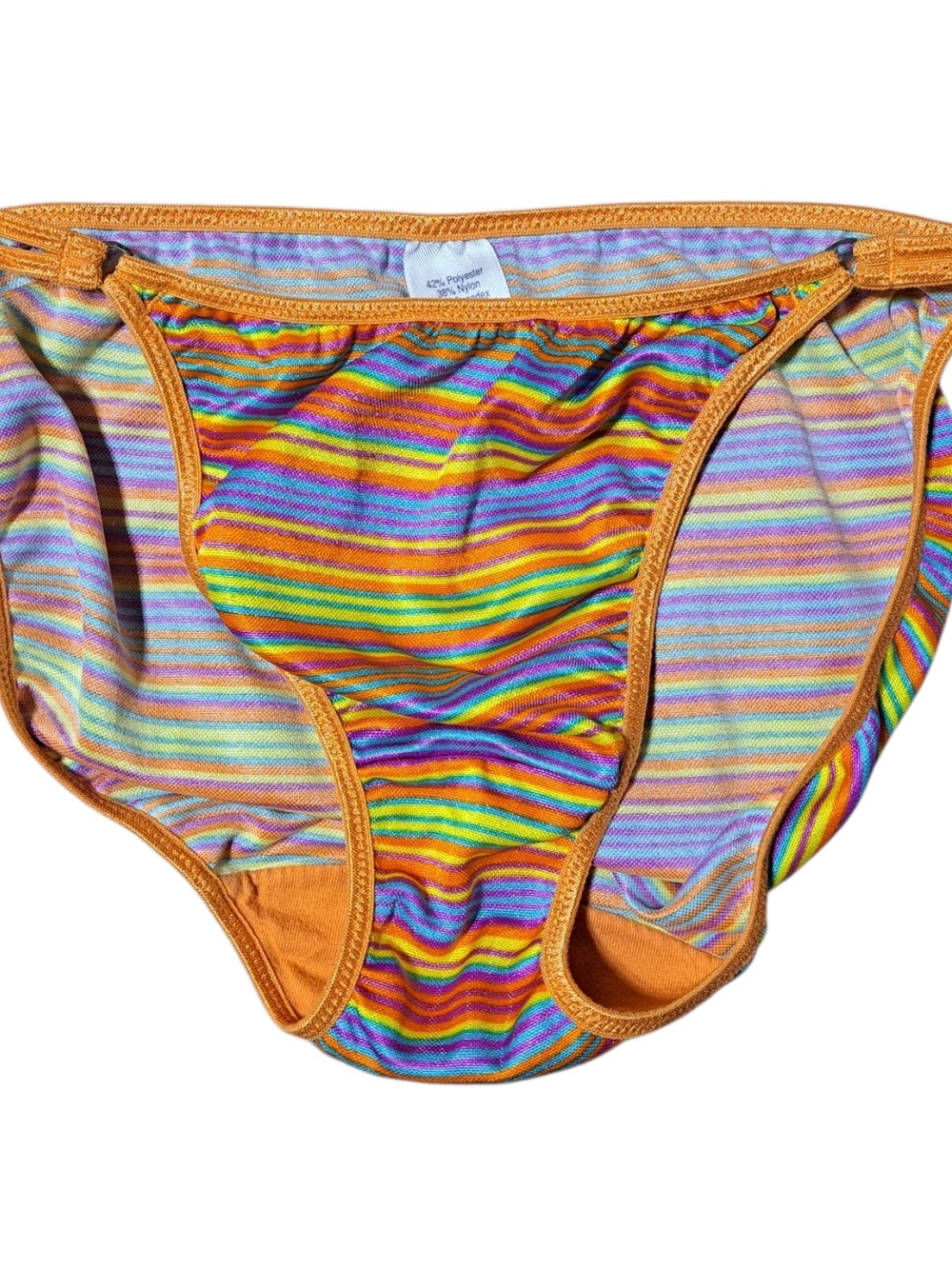 Vanity Fair Vintage Hi Cut Panties Stripe Sz 7 L RN16345 Double String